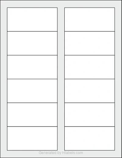 OnlineLabels® OL275 template with 12 rectangular 3.5 x 1.6562 inch labels per sheet, on Letter-size adhesive blank label sheets.