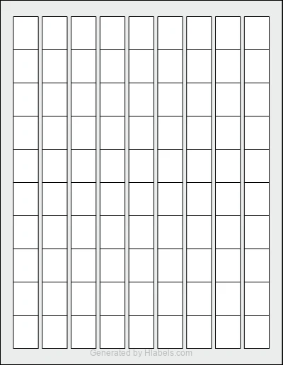 OnlineLabels® OL28 template with 90 rectangular 0.75 x 1 inch labels per sheet, on Letter-size adhesive blank label sheets.