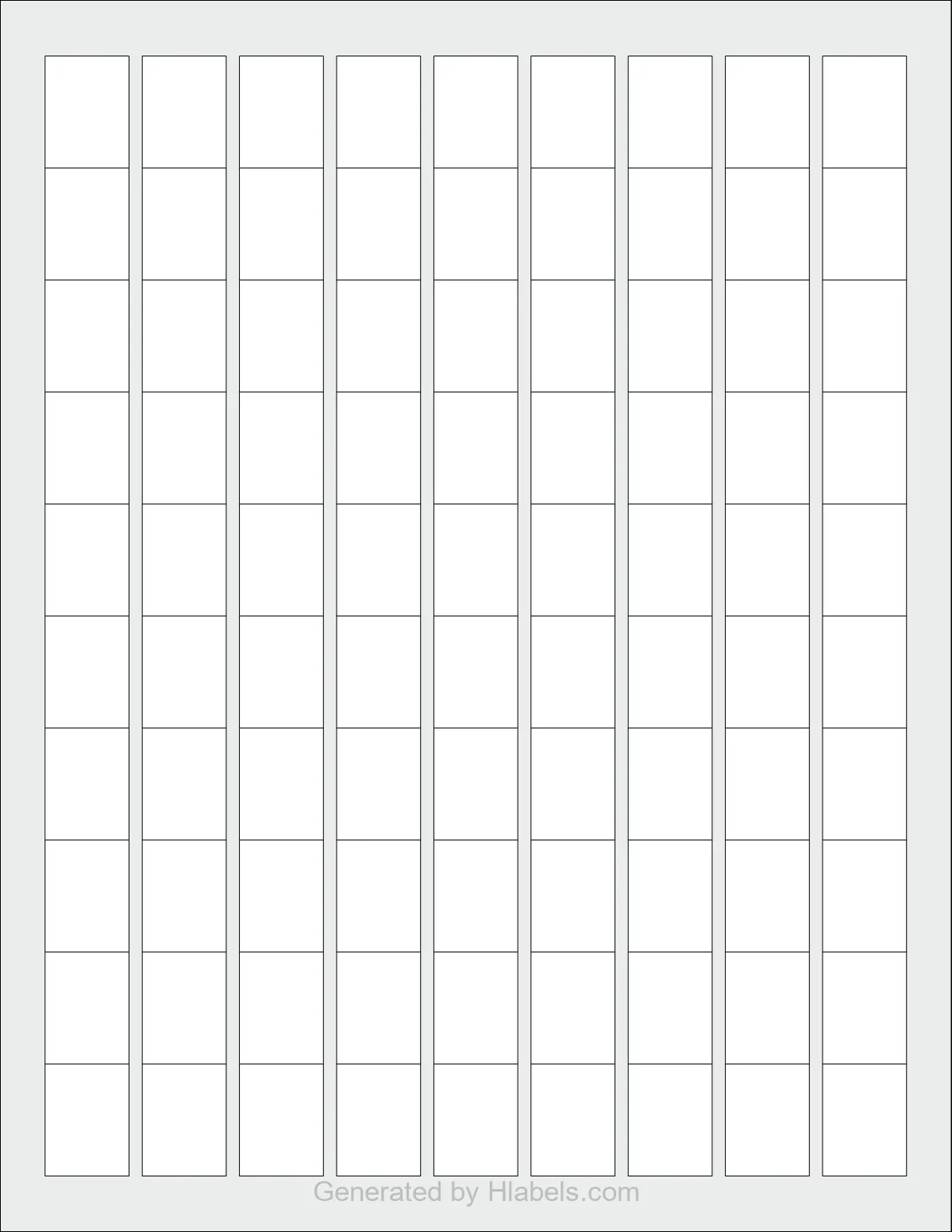 OnlineLabels® OL28 template with 90 rectangular 0.75 x 1 inch labels per sheet, on Letter-size adhesive blank label sheets.