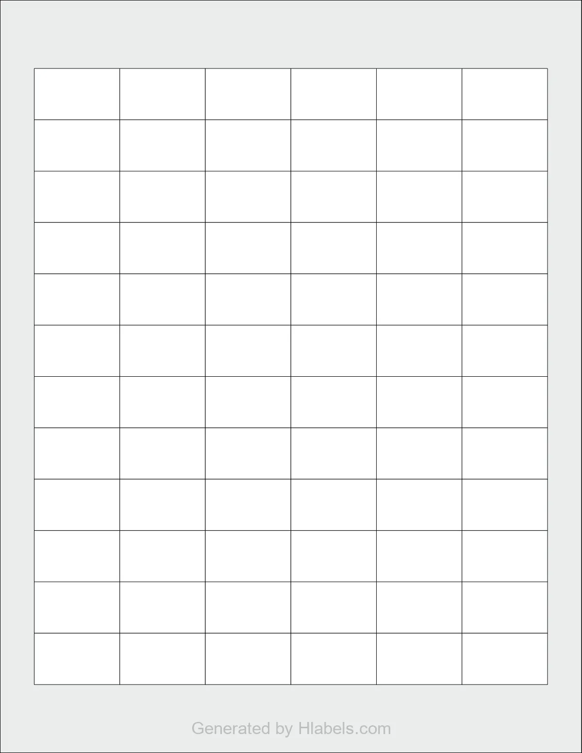 OnlineLabels® OL285 template with 72 rectangular 1.25 x 0.75 inch labels per sheet, on Letter-size adhesive blank label sheets.