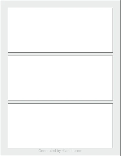 OnlineLabels® OL2921 template with 3 rectangular 7.375 x 3.125 inch labels per sheet, on Letter-size adhesive blank label sheets.