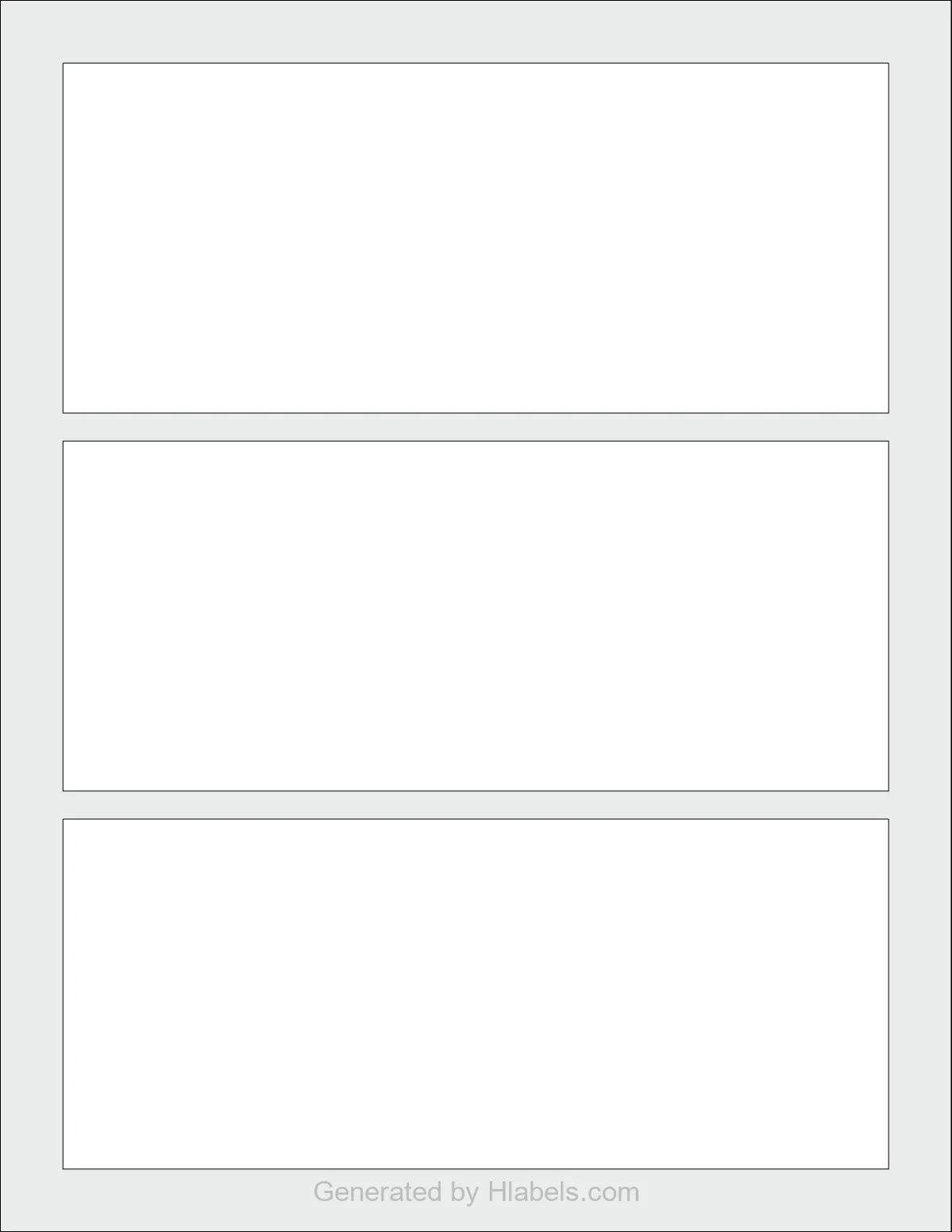 OnlineLabels® OL2921 template with 3 rectangular 7.375 x 3.125 inch labels per sheet, on Letter-size adhesive blank label sheets.