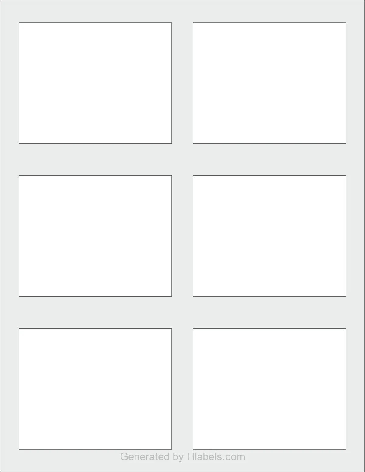 OnlineLabels® OL2933 template with 6 rectangular 3.5541 x 2.8166 inch labels per sheet, on Letter-size adhesive blank label sheets.