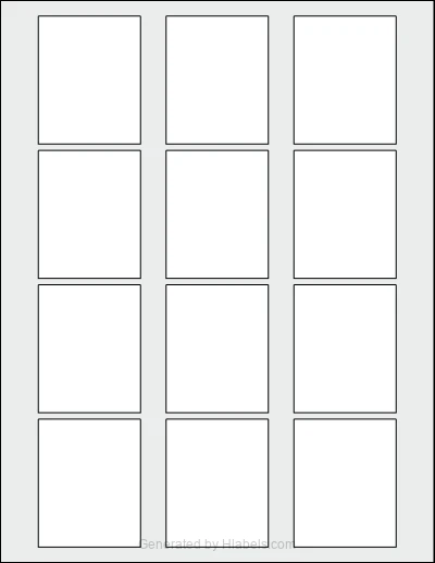 OnlineLabels® OL2934 template with 12 rectangular 2 x 2.5 inch labels per sheet, on Letter-size adhesive blank label sheets.