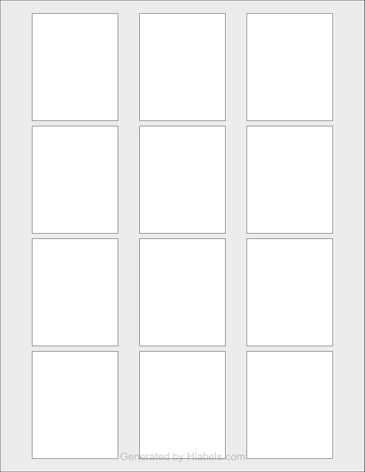 OnlineLabels® OL2934 template with 12 rectangular 2 x 2.5 inch labels per sheet, on Letter-size adhesive blank label sheets.