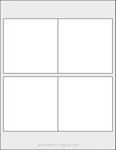 OnlineLabels® OL3027 template with 4 square 4 x 4 inch labels per sheet, on Letter-size adhesive blank label sheets.