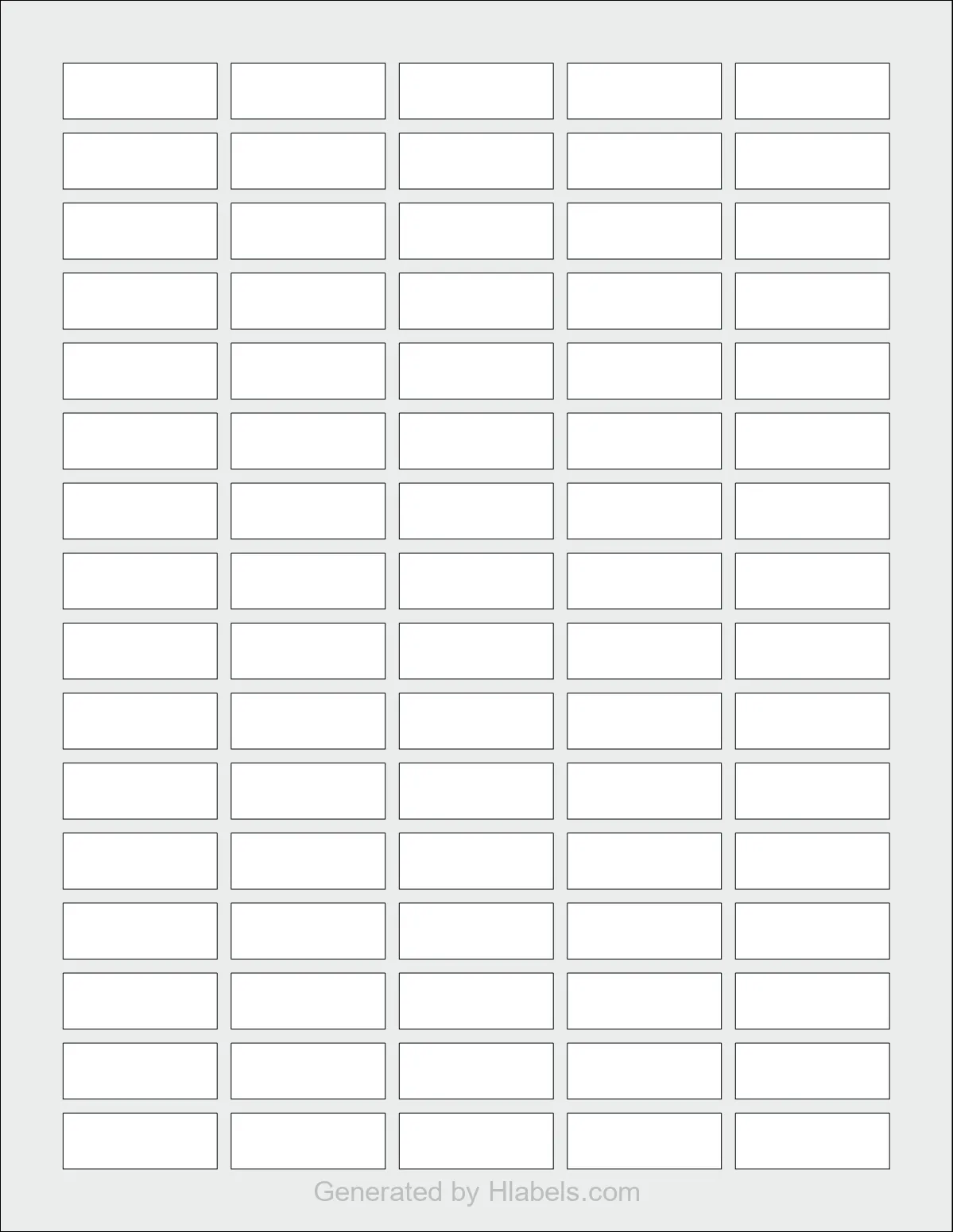 OnlineLabels® OL3034 template with 80 rectangular 1.375 x 0.5 inch labels per sheet, on Letter-size adhesive blank label sheets.