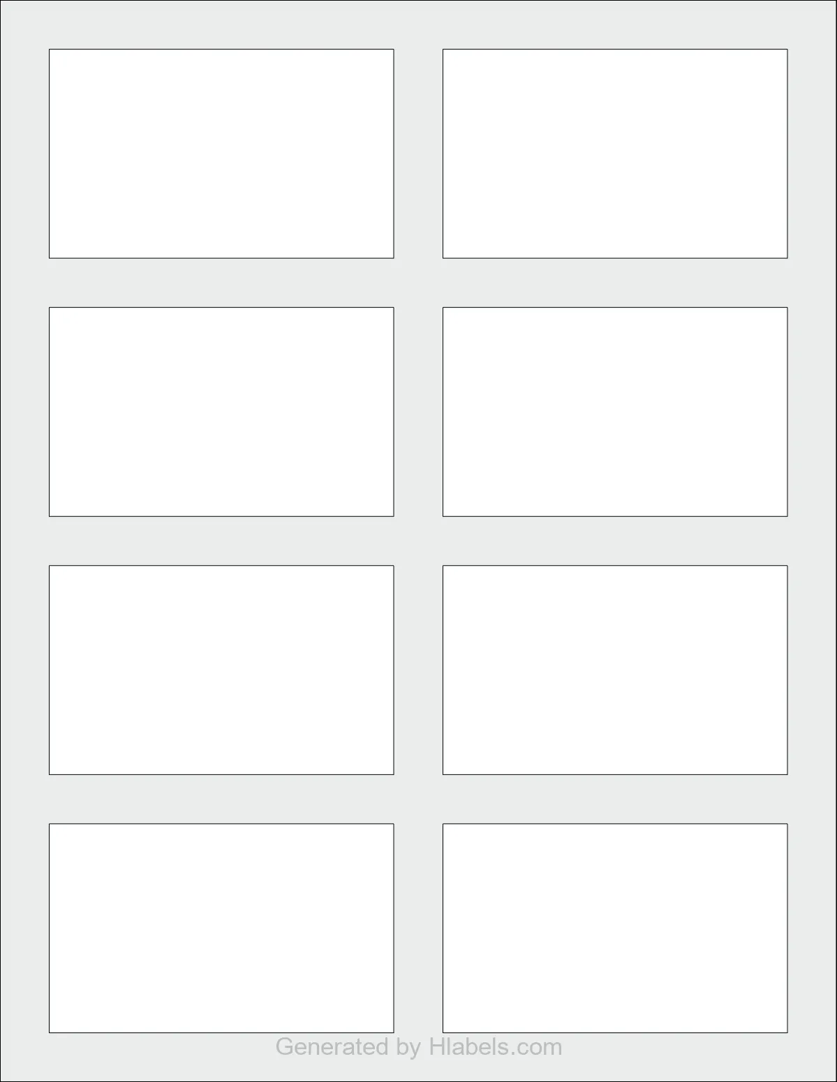 OnlineLabels® OL3043 template with 8 rectangular 3.5 x 2.125 inch labels per sheet, on Letter-size adhesive blank label sheets.