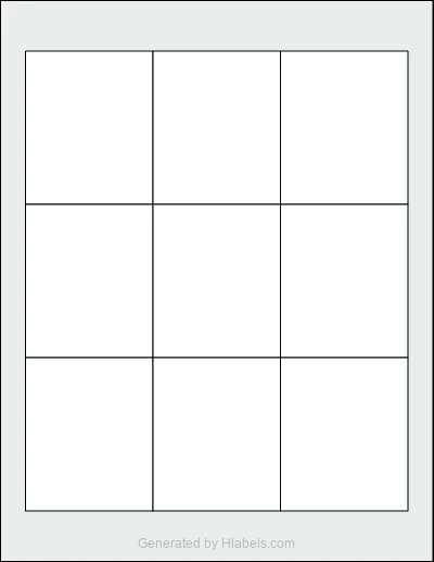 OnlineLabels® OL3089WG template with 9 rectangular 2.5 x 3 inch labels per sheet, on Letter-size adhesive blank label sheets.