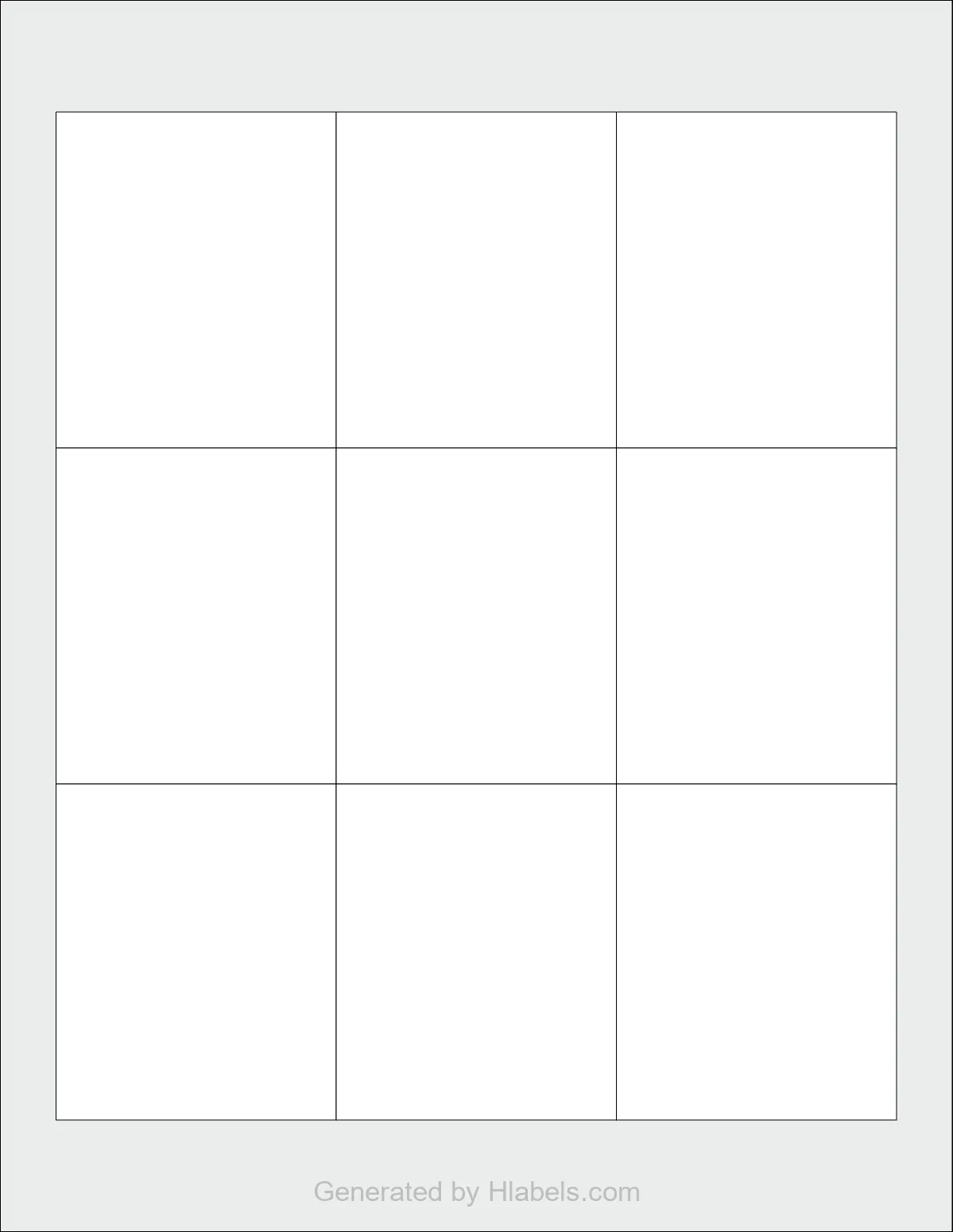 OnlineLabels® OL3089WG template with 9 rectangular 2.5 x 3 inch labels per sheet, on Letter-size adhesive blank label sheets.