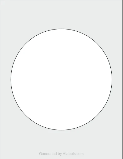OnlineLabels® OL317 template with 1 circle labels per sheet, each 7 inch in diameter, on Letter-size adhesive blank label sheets.