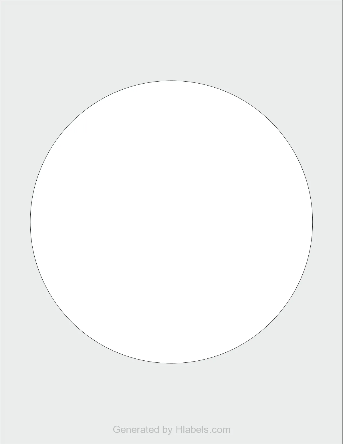 OnlineLabels® OL317 template with 1 circle labels per sheet, each 7 inch in diameter, on Letter-size adhesive blank label sheets.