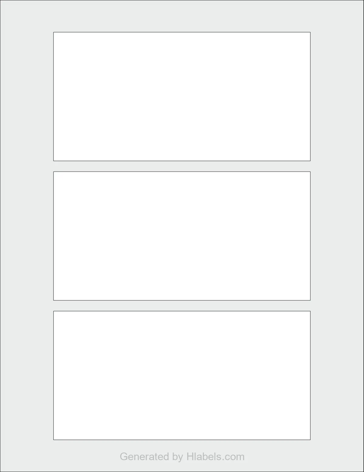 OnlineLabels® OL318 template with 3 rectangular 6 x 3 inch labels per sheet, on Letter-size adhesive blank label sheets.