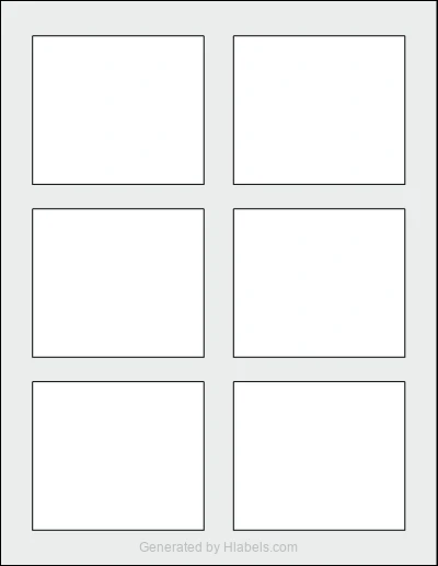 OnlineLabels® OL3187 template with 6 rectangular 3.33 x 2.8839 inch labels per sheet, on Letter-size adhesive blank label sheets.