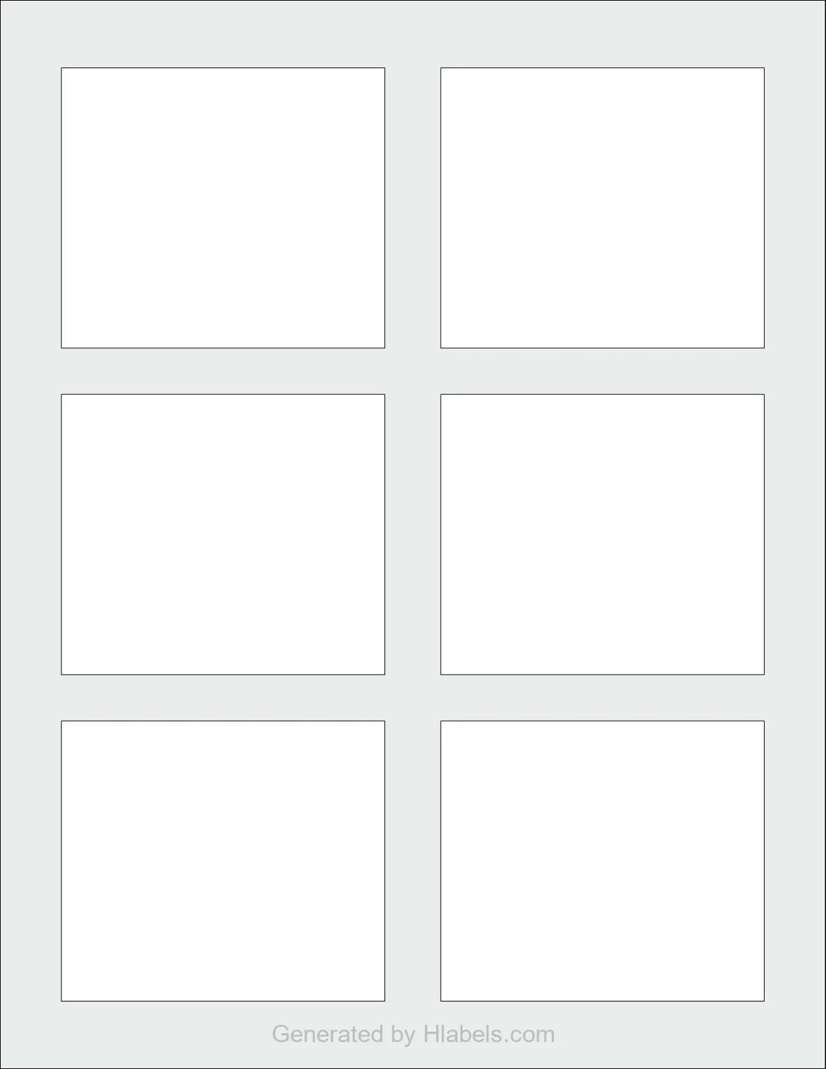 OnlineLabels® OL3187 template with 6 rectangular 3.33 x 2.8839 inch labels per sheet, on Letter-size adhesive blank label sheets.