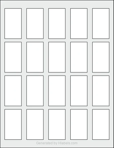 OnlineLabels® OL340 template with 20 rectangular 1.25 x 2.25 inch labels per sheet, on Letter-size adhesive blank label sheets.