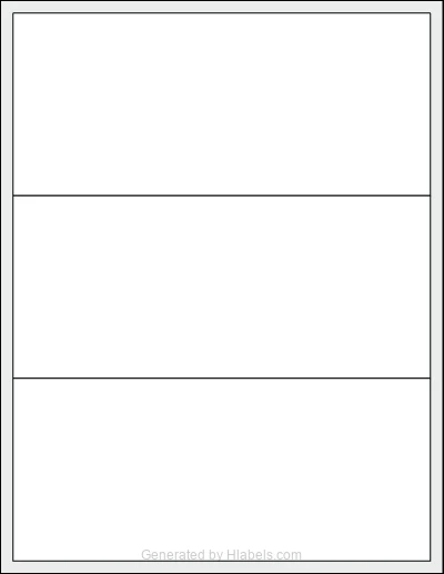 OnlineLabels® OL351 template with 3 rectangular 8 x 3.5 inch labels per sheet, on Letter-size adhesive blank label sheets.