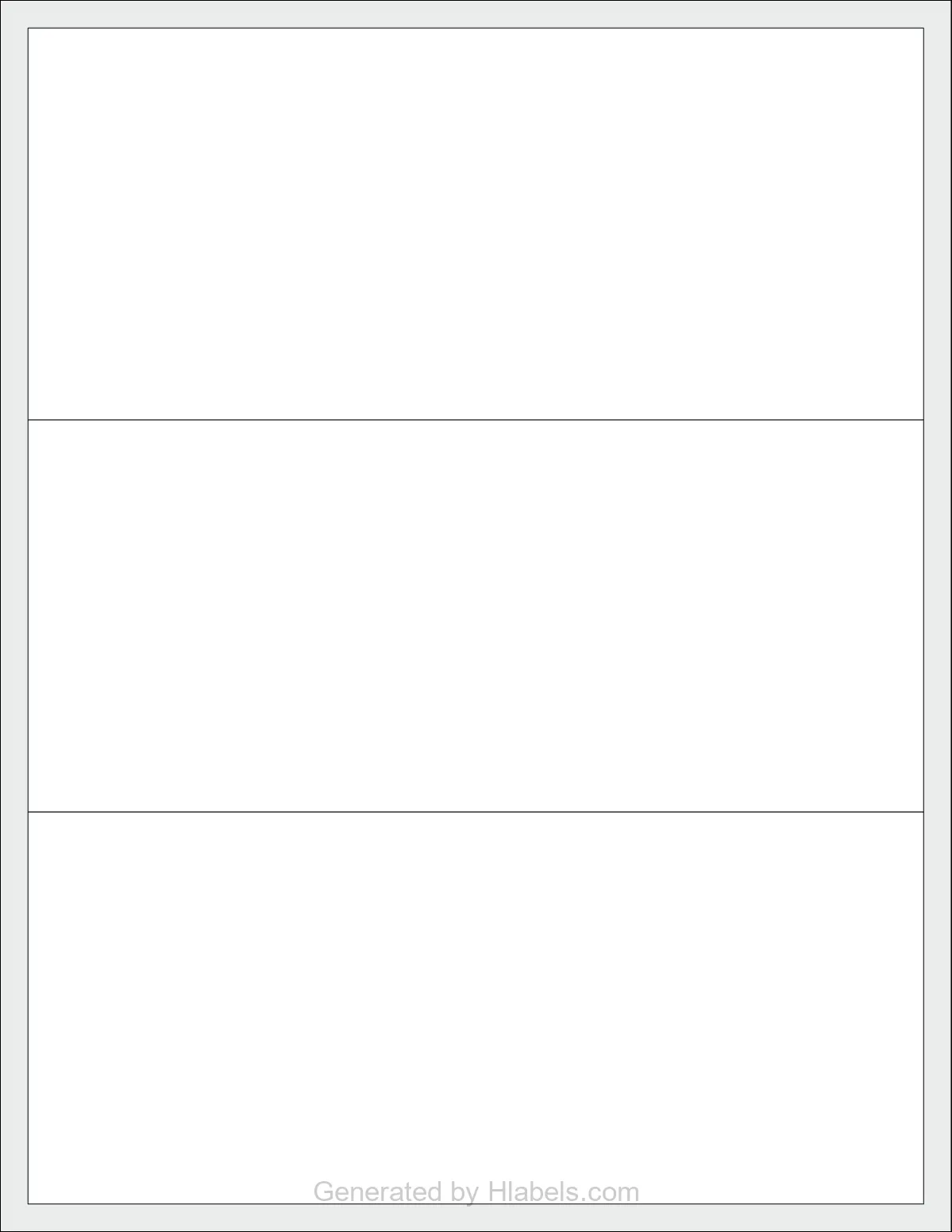 OnlineLabels® OL351 template with 3 rectangular 8 x 3.5 inch labels per sheet, on Letter-size adhesive blank label sheets.