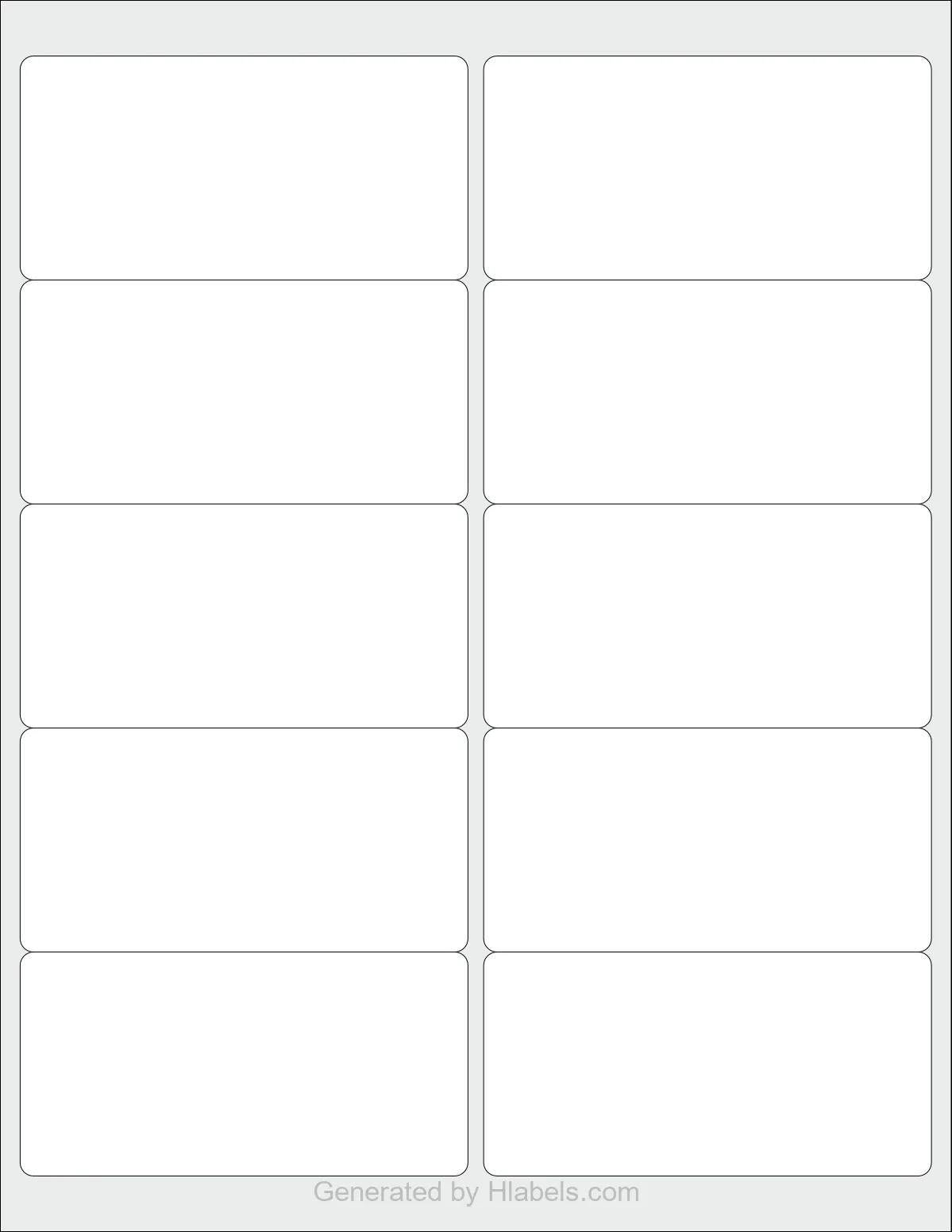 OnlineLabels® OL3540 template with 10 rectangular 4 x 2 inch labels per sheet, on Letter-size adhesive blank label sheets.
