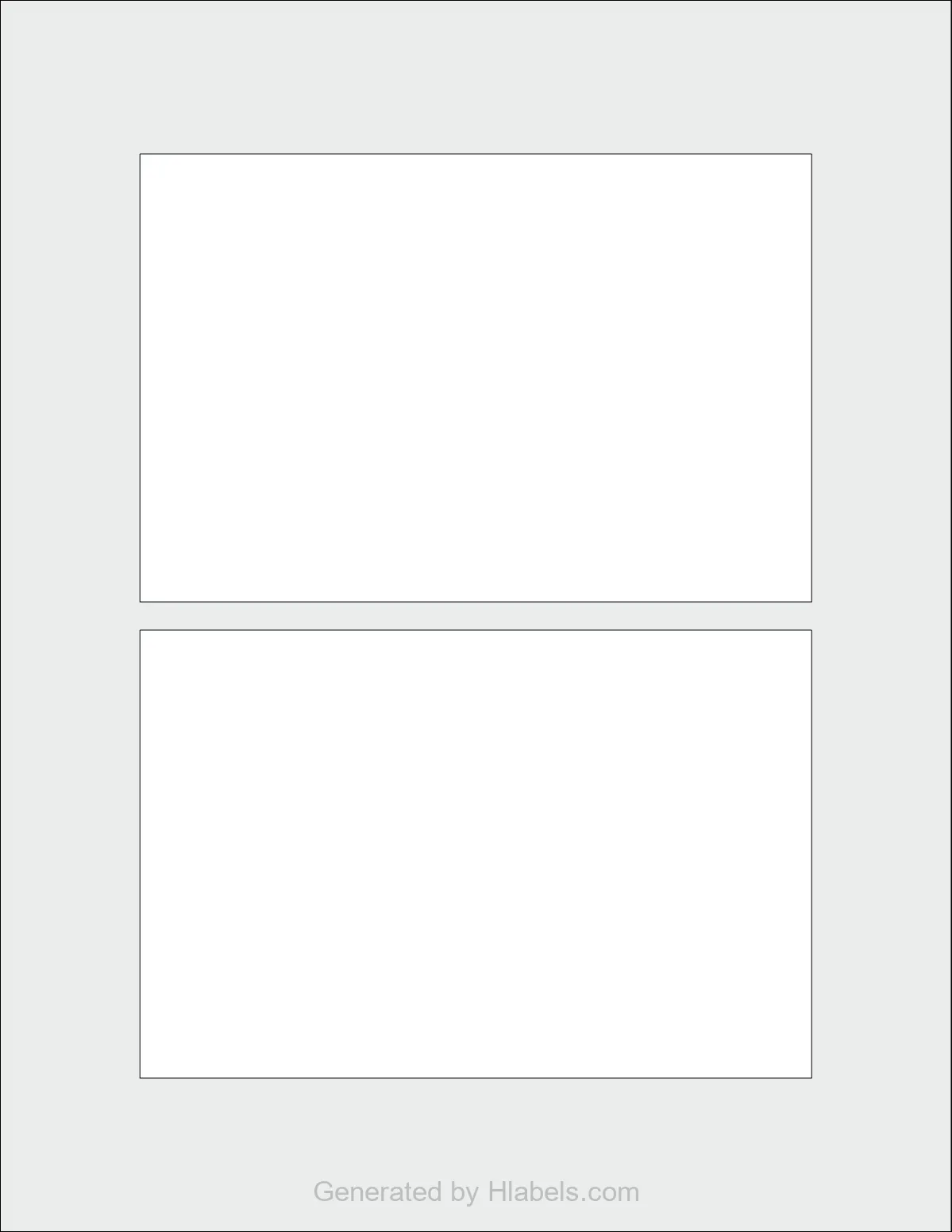 OnlineLabels® OL3591 template with 2 rectangular 6 x 4 inch labels per sheet, on Letter-size adhesive blank label sheets.
