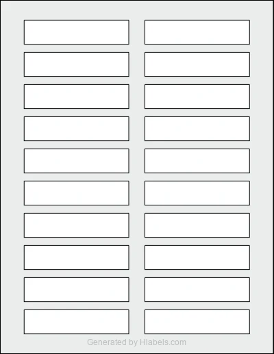 OnlineLabels® OL3636 template with 20 rectangular 3.25 x 0.75 inch labels per sheet, on Letter-size adhesive blank label sheets.