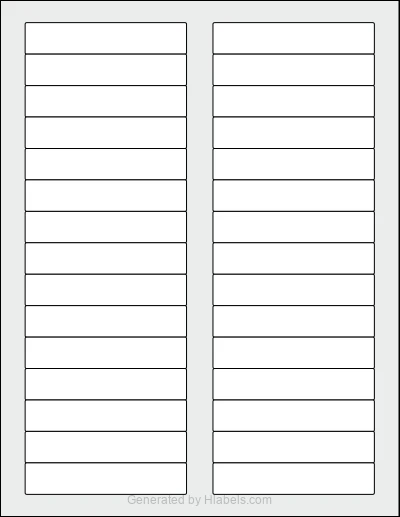 OnlineLabels® OL3729 template with 30 rectangular 3.434 x 0.669 inch labels per sheet, on Letter-size adhesive blank label sheets.