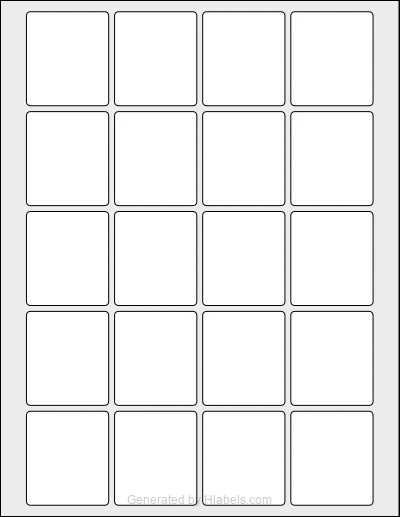 OnlineLabels® OL3768 template with 20 rectangular 1.75 x 2 inch labels per sheet, on Letter-size adhesive blank label sheets.
