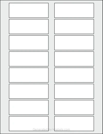 OnlineLabels® OL380 template with 16 rectangular 3.25 x 1.2049 inch labels per sheet, on Letter-size adhesive blank label sheets.