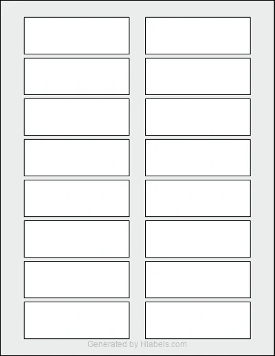 OnlineLabels® OL381 template with 16 rectangular 3.25 x 1.1309 inch labels per sheet, on Letter-size adhesive blank label sheets.