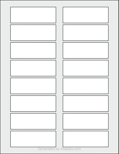 OnlineLabels® OL383 template with 16 rectangular 3.25 x 1.1401 inch labels per sheet, on Letter-size adhesive blank label sheets.