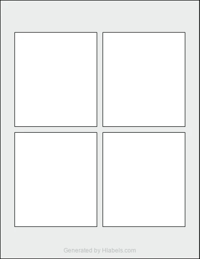OnlineLabels® OL3846 template with 4 rectangular 3.5 x 4 inch labels per sheet, on Letter-size adhesive blank label sheets.