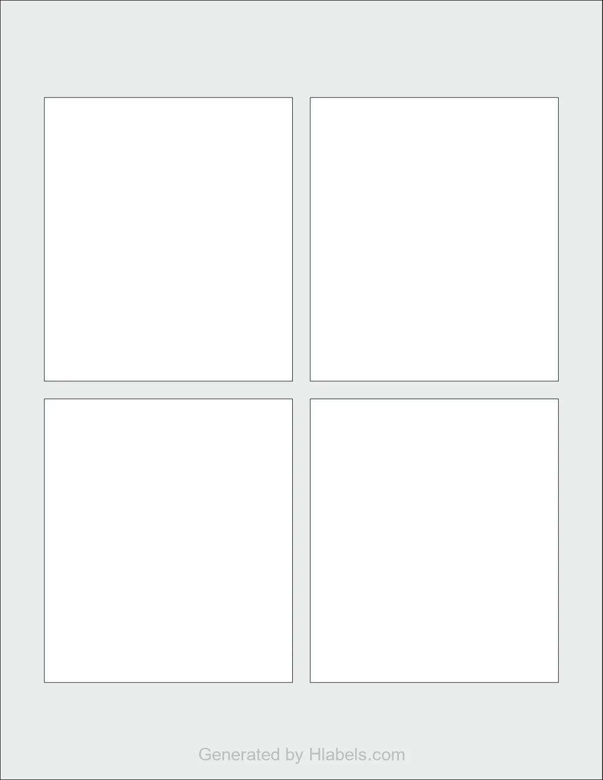OnlineLabels® OL3846 template with 4 rectangular 3.5 x 4 inch labels per sheet, on Letter-size adhesive blank label sheets.