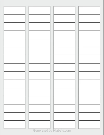 OnlineLabels® OL385 template with 60 rectangular 1.75 x 0.6666 inch labels per sheet, on Letter-size adhesive blank label sheets.