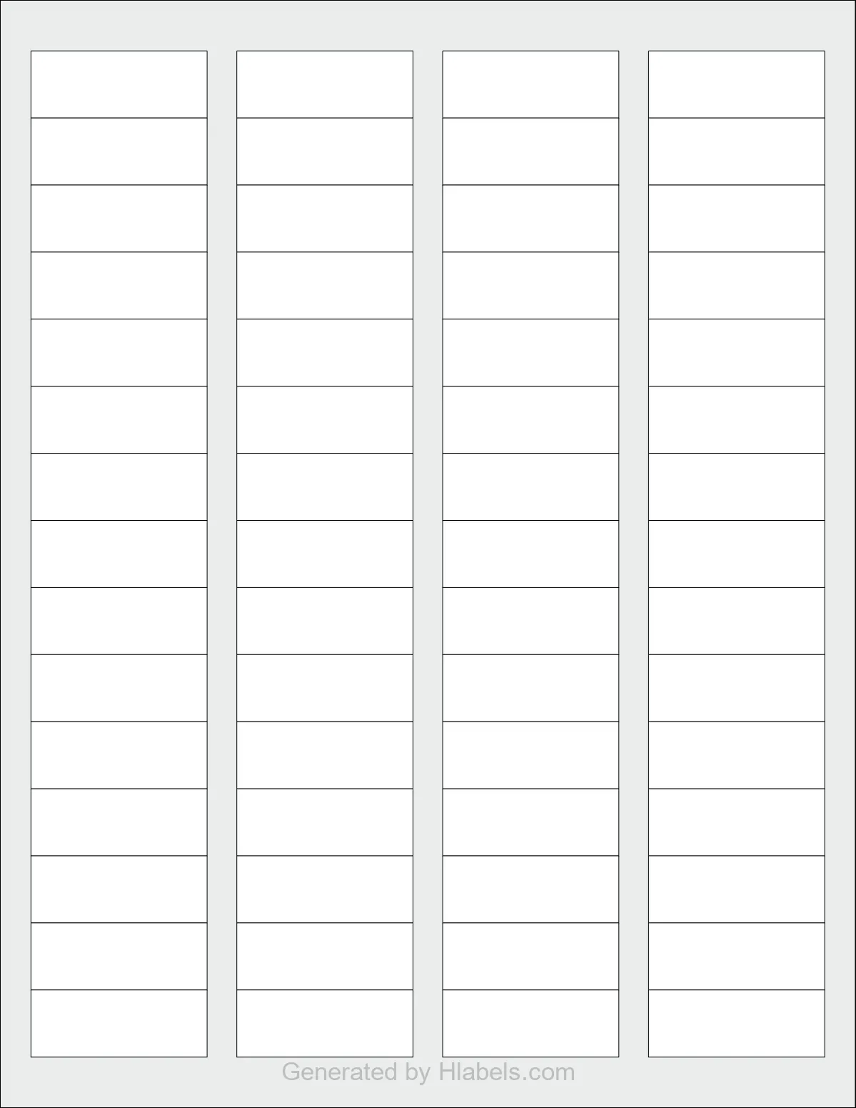 OnlineLabels® OL385 template with 60 rectangular 1.75 x 0.6666 inch labels per sheet, on Letter-size adhesive blank label sheets.