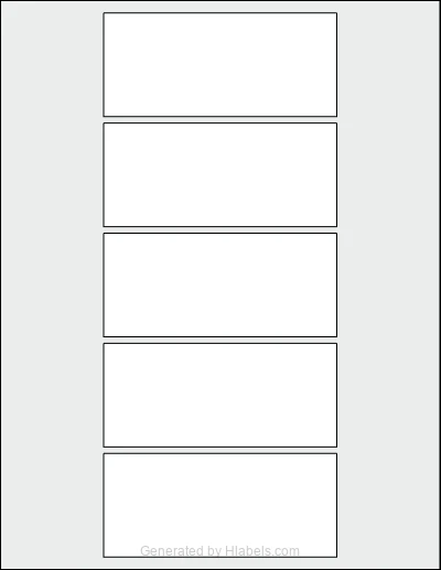OnlineLabels® OL394 template with 5 rectangular 4.5 x 2 inch labels per sheet, on Letter-size adhesive blank label sheets.