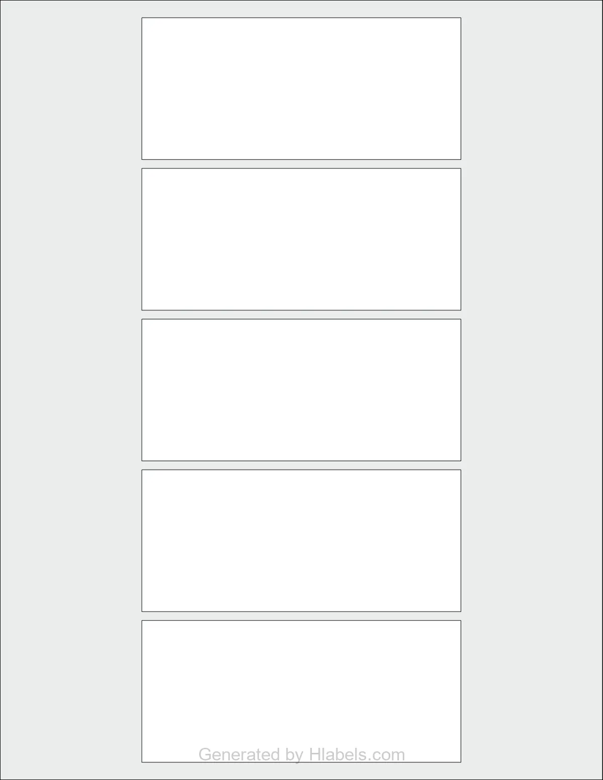 OnlineLabels® OL394 template with 5 rectangular 4.5 x 2 inch labels per sheet, on Letter-size adhesive blank label sheets.