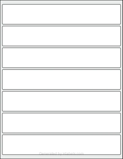 OnlineLabels® OL435 template with 7 rectangular 8.1875 x 1.375 inch labels per sheet, on Letter-size adhesive blank label sheets.