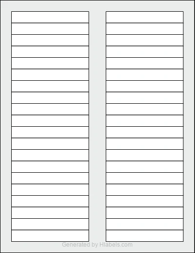OnlineLabels® OL4386 template with 40 rectangular 3.375 x 0.5 inch labels per sheet, on Letter-size adhesive blank label sheets.