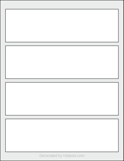 OnlineLabels® OL4498 template with 4 rectangular 7.75 x 2.25 inch labels per sheet, on Letter-size adhesive blank label sheets.