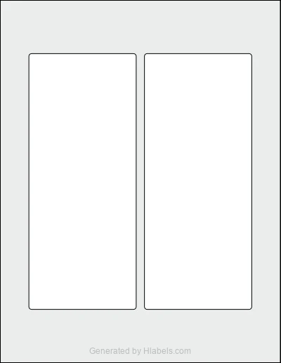 OnlineLabels® OL4499 template with 2 rectangular 3.25 x 7.75 inch labels per sheet, on Letter-size adhesive blank label sheets.
