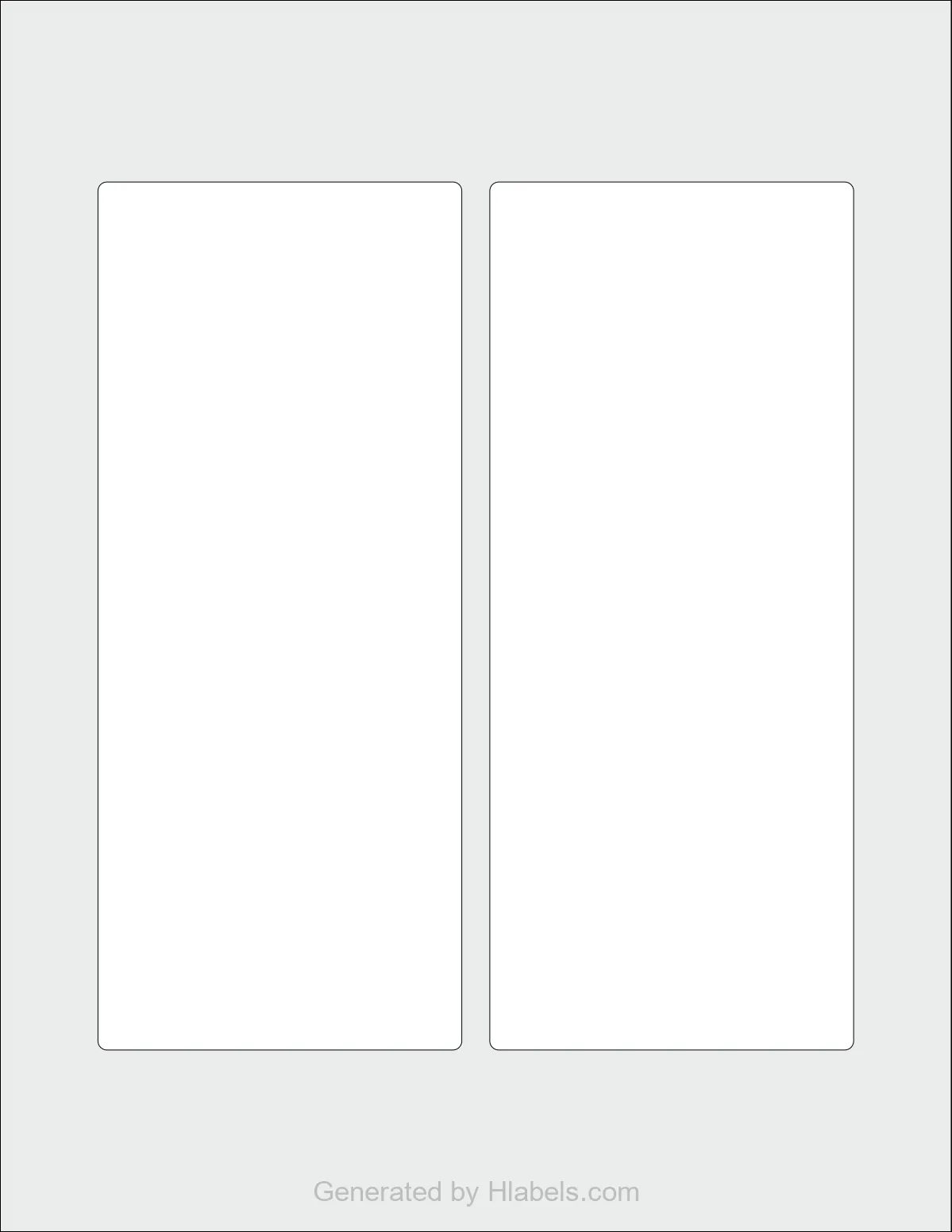 OnlineLabels® OL4499 template with 2 rectangular 3.25 x 7.75 inch labels per sheet, on Letter-size adhesive blank label sheets.