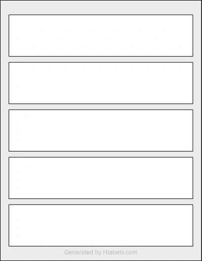 OnlineLabels® OL4501 template with 5 rectangular 7.75 x 1.75 inch labels per sheet, on Letter-size adhesive blank label sheets.