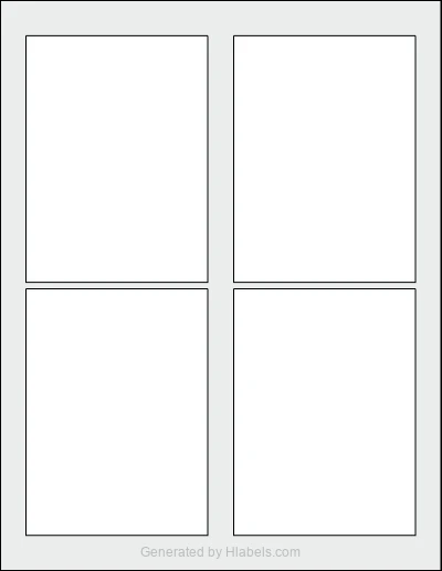 OnlineLabels® OL4546 template with 4 rectangular 3.5 x 4.75 inch labels per sheet, on Letter-size adhesive blank label sheets.