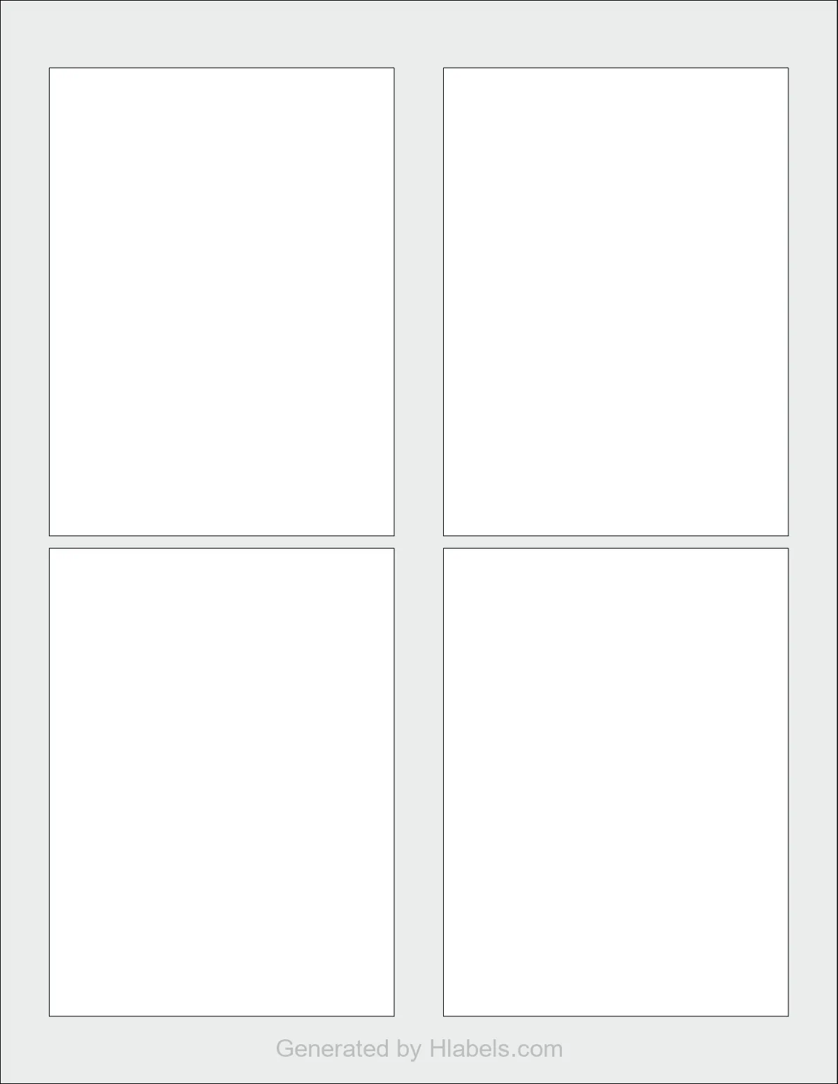OnlineLabels® OL4546 template with 4 rectangular 3.5 x 4.75 inch labels per sheet, on Letter-size adhesive blank label sheets.
