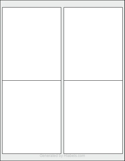 OnlineLabels® OL475 template with 4 rectangular 4 x 5 inch labels per sheet, on Letter-size adhesive blank label sheets.