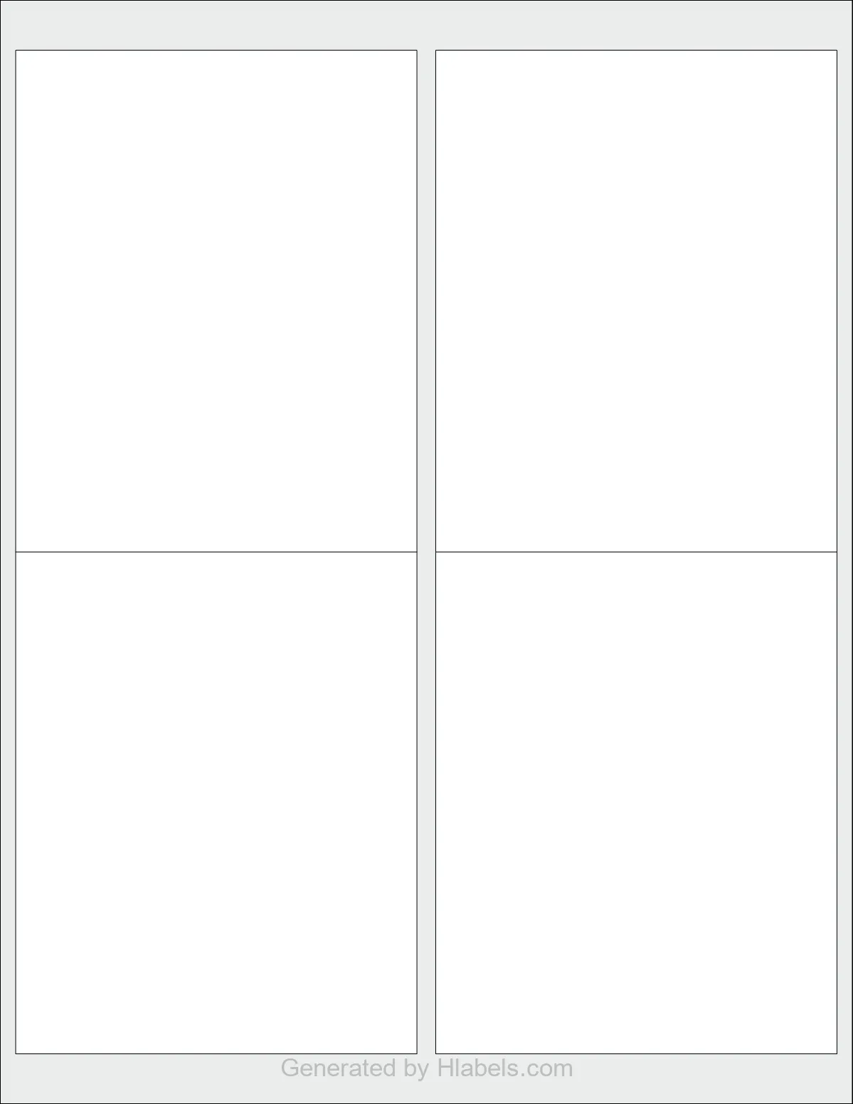 OnlineLabels® OL475 template with 4 rectangular 4 x 5 inch labels per sheet, on Letter-size adhesive blank label sheets.