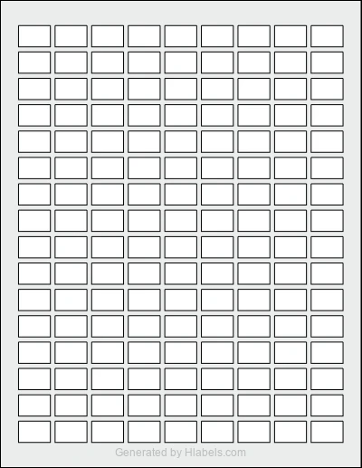 OnlineLabels® OL4904 template with 144 rectangular 0.75 x 0.5 inch labels per sheet, on Letter-size adhesive blank label sheets.