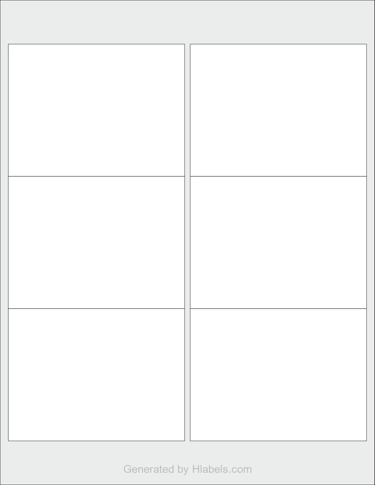 OnlineLabels® OL500 template with 6 rectangular 4 x 3 inch labels per sheet, on Letter-size adhesive blank label sheets.