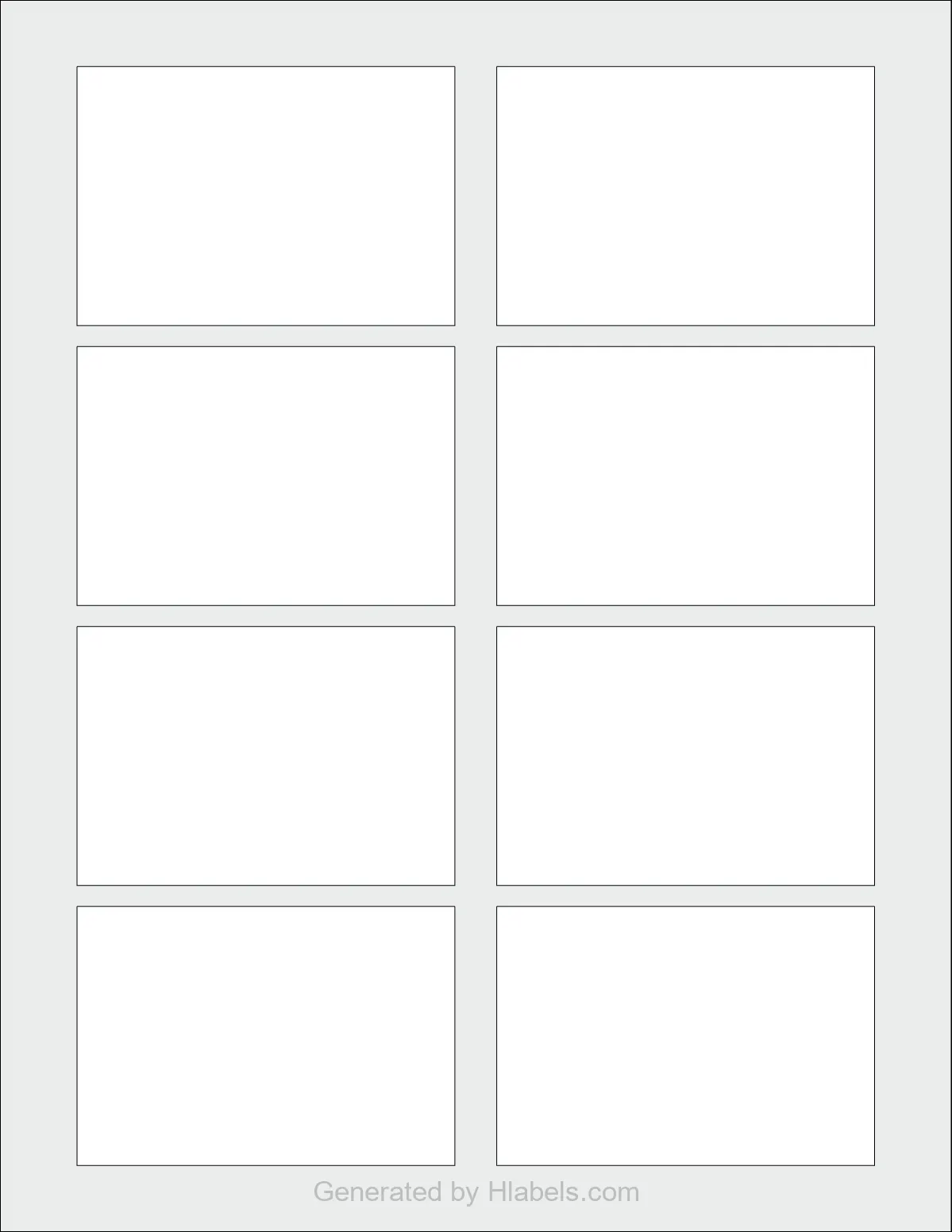 OnlineLabels® OL5030 template with 8 rectangular 3.375 x 2.3125 inch labels per sheet, on Letter-size adhesive blank label sheets.