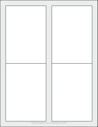 OnlineLabels® OL5100 template with 4 rectangular 3.5 x 5 inch labels per sheet, on Letter-size adhesive blank label sheets.